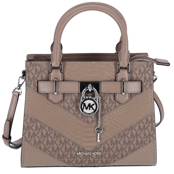 Michael Kors Hamilton Small Satchel Crossbody Exotic MK Dust MK Multi - Picture 4 of 9